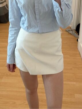 Zara White Asymmetric Wrap Skort